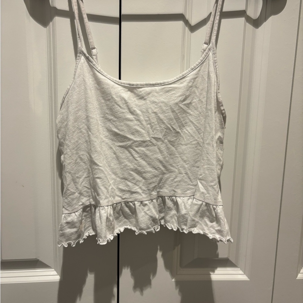 American Eagle Outfitters Cream Ruffled Crop Camisole
